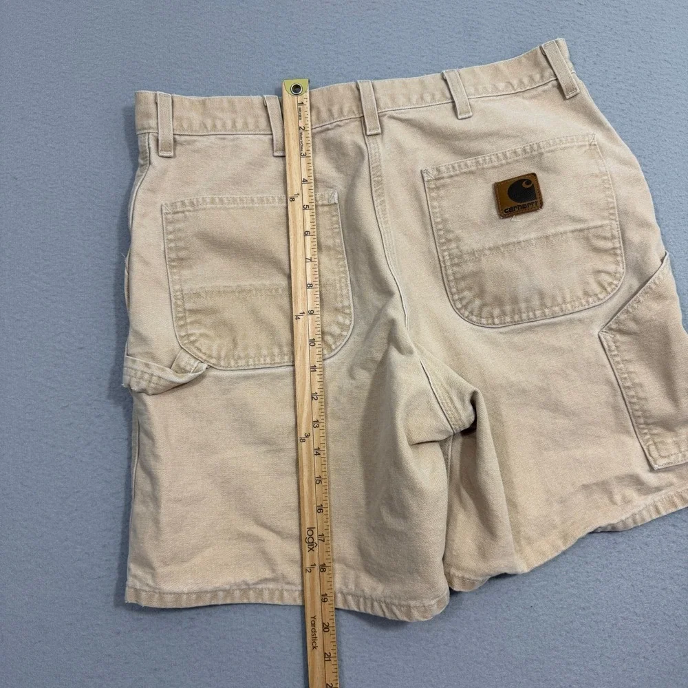 Vintage Carhartt Carpenter Shorts Men's 33 Tan Canvas 8